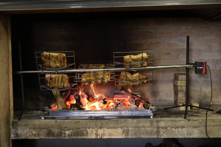 Spit wings, rotisserie meat clamp